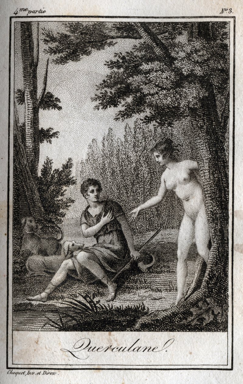 KWERKULANY, nimfy, ochraniacze kanałów. Rycina z 1819 r. w „Lettres a Emilie sur la mitologie” Charlesa Alberta Demoustiera (1760-1801). Prywatna kolekcja. autorstwa Anonymous Anonymous