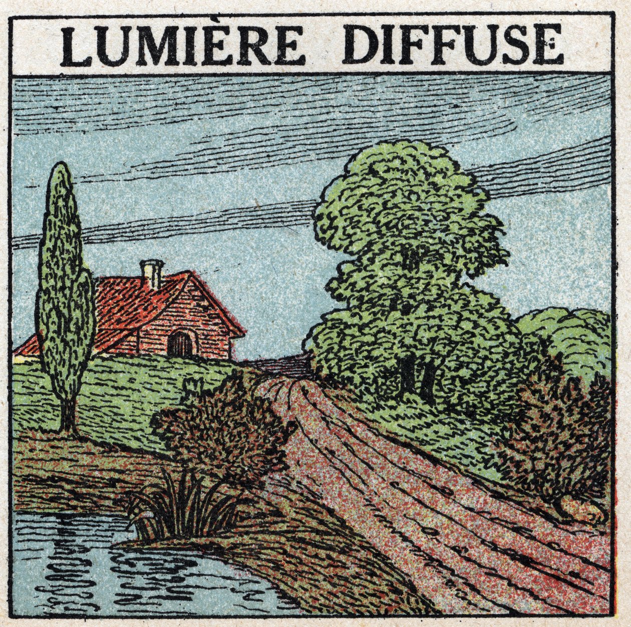 Odbicie światła: światło rozproszone to światło oświetlające ciała. Anonimowa ilustracja z 1925 r. Ze zbiorów prywatnych. autorstwa Anonymous Anonymous