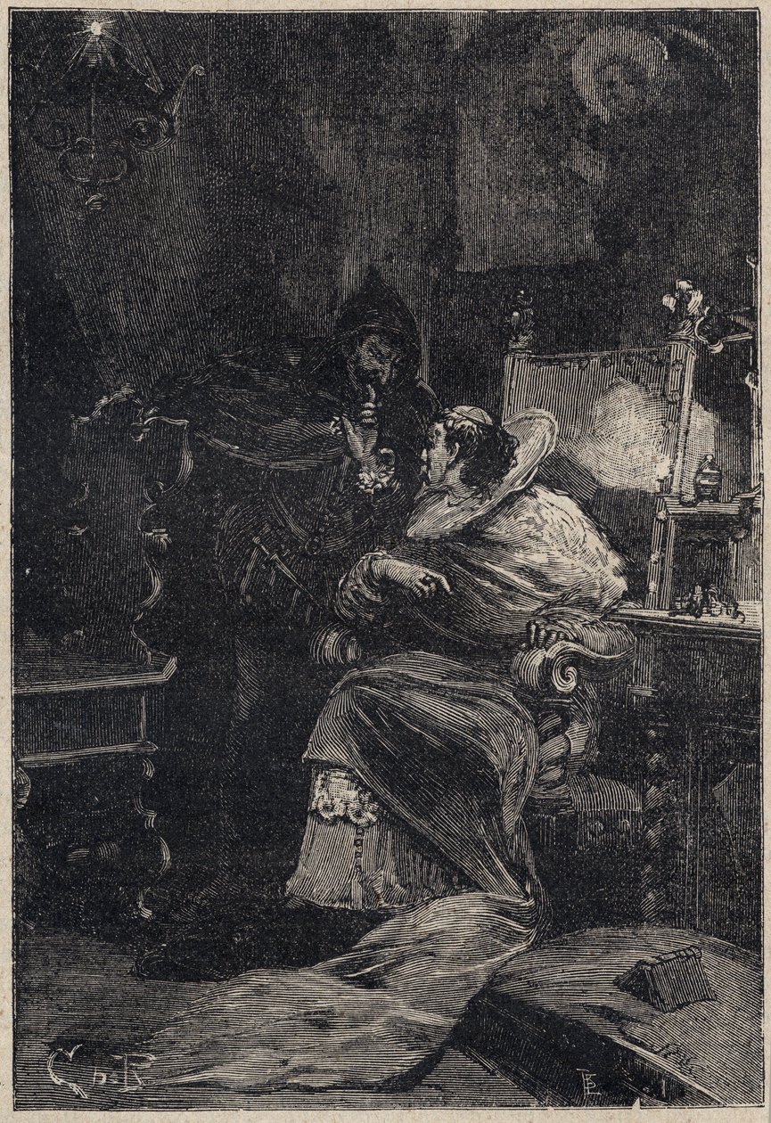 Rodrigo Borgia i Ascanio Maria Sforza Visconti (1455-1505) - grawer z "Lucrezia Borgia" Oscara Pio - 1883 autorstwa Anonymous Anonymous