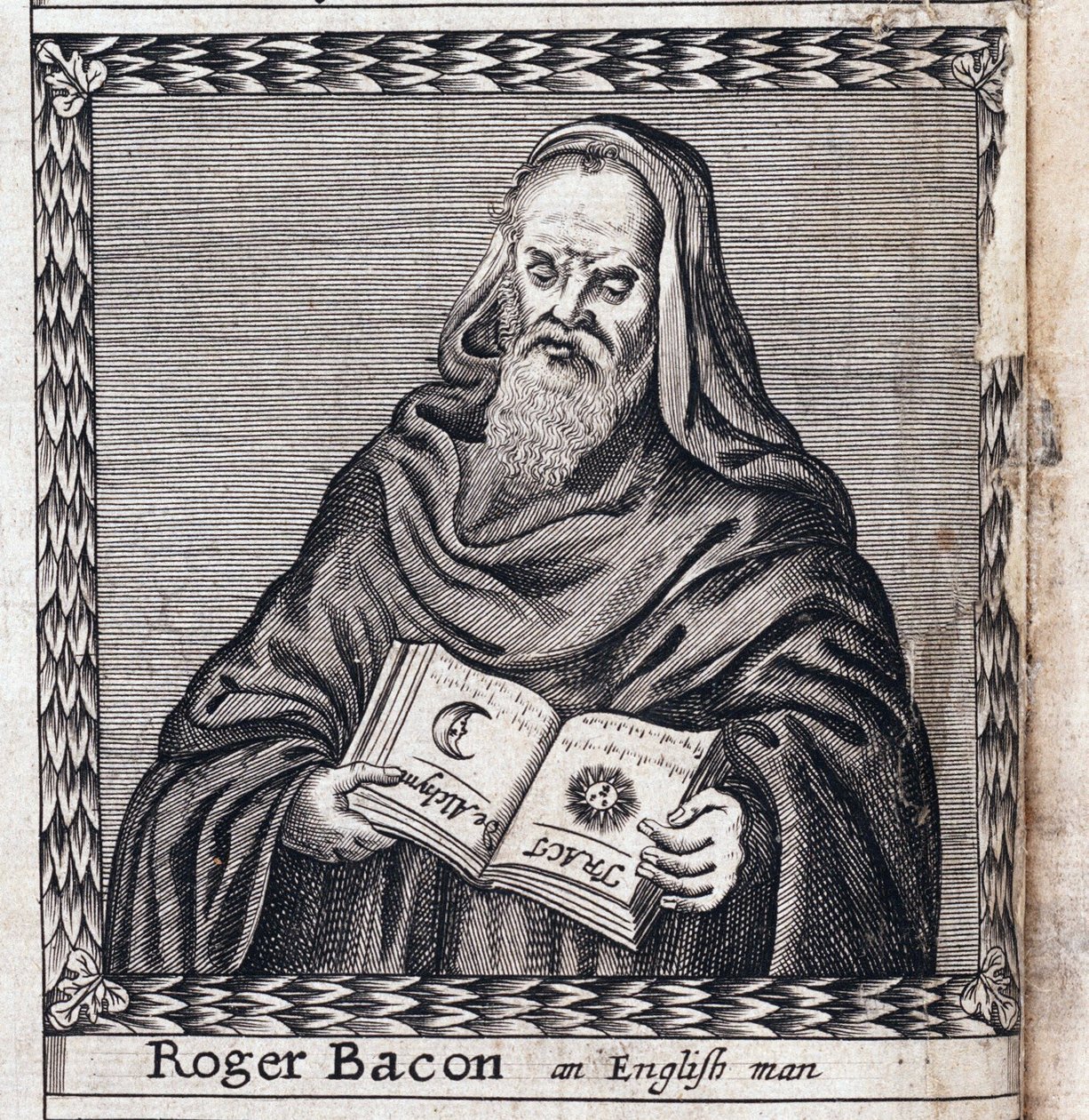 Roger Bacon (1214-1294), nazywany Doktorem Mirabilis (Doktor godny podziwu) - Anonimowa praca, grawerowanie autorstwa Anonymous Anonymous