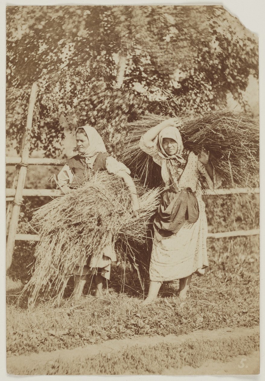 Rosyjskie chłopki, ok. 1855 r. (odbitka na papierze solonym z negatywu na papierze woskowym) autorstwa Anonymous Anonymous