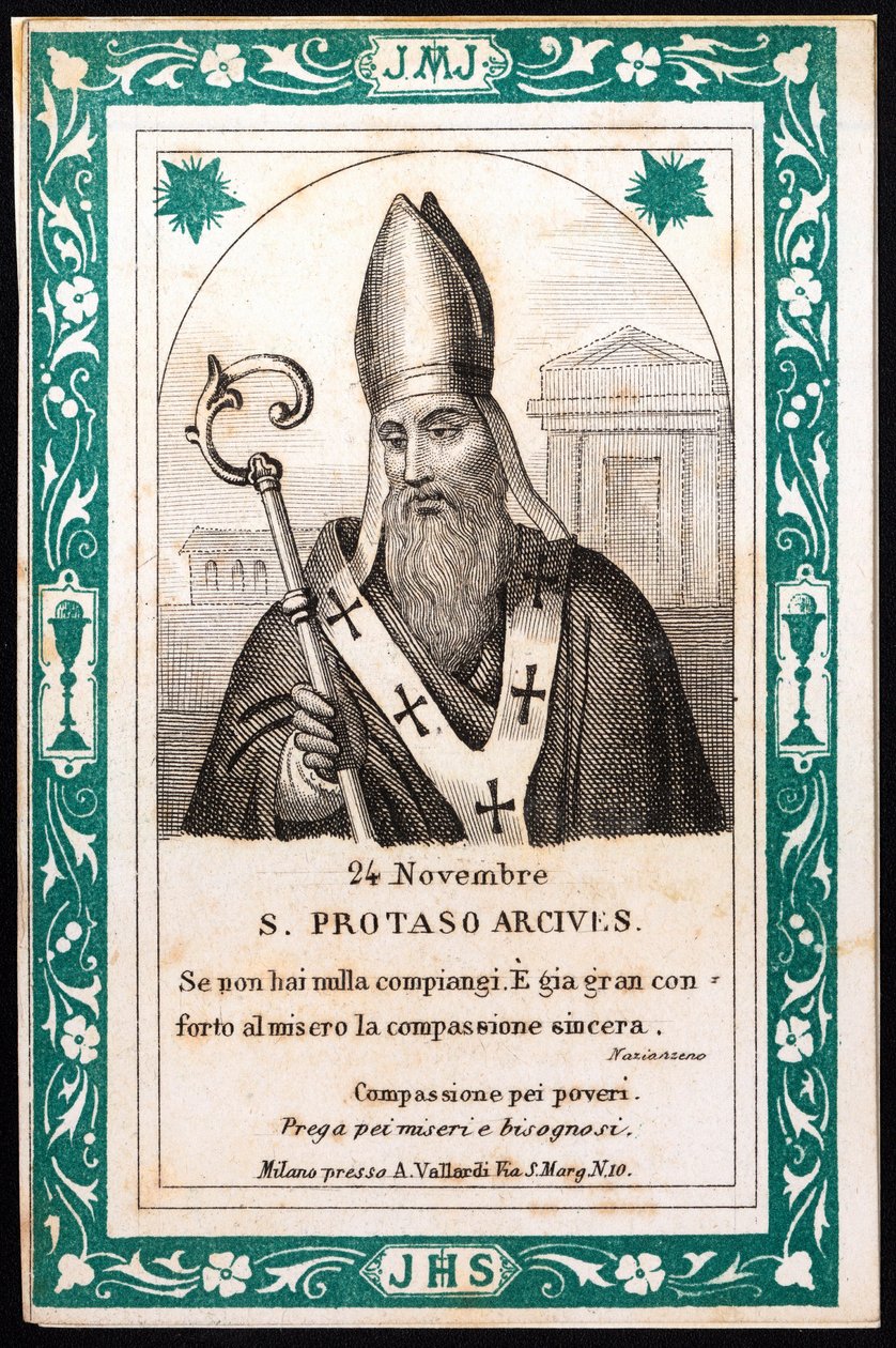 Święty protais, wigilia obrazu Mediolanu Pobożnego. Pocztówka. Początek XX wieku. Prywatna kolekcja autorstwa Anonymous Anonymous