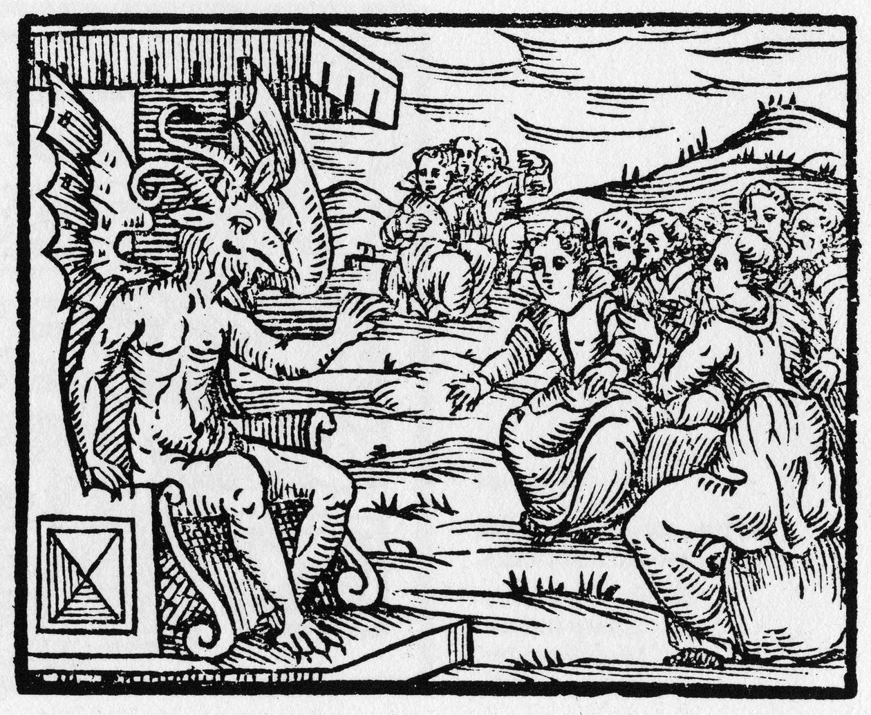 Szatan zwraca się do czarodziejów - „Compendium Maleficarum”, zajmuje się czarownicami, ich złem i rasizmem Francesco Maria Guazzo lub Guaccio lub Guaccius (15?? -16??) 1608 Kolekcja prywatna autorstwa Anonymous Anonymous