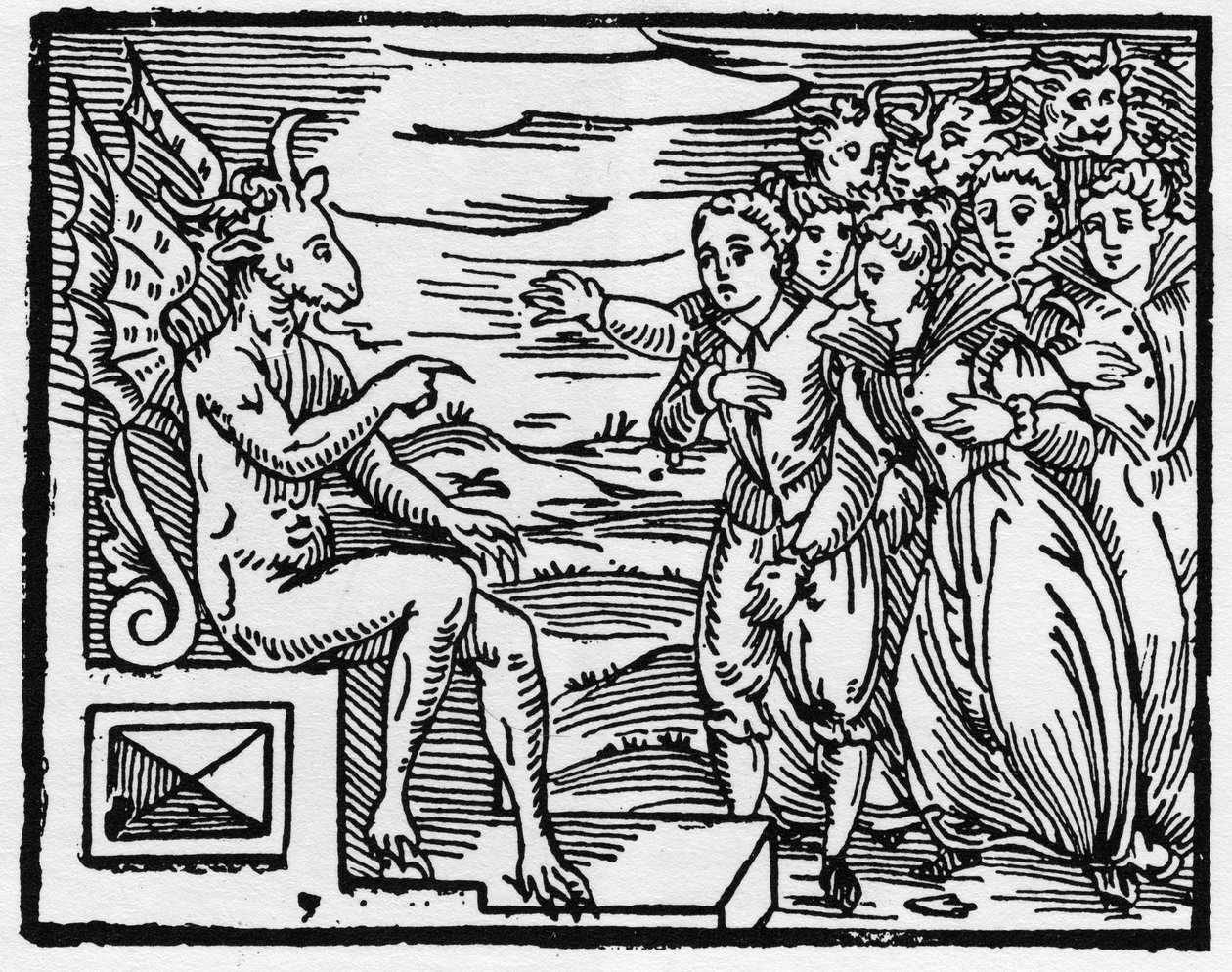 Szatan domaga się paktu nowych czarowników - „Compendium Maleficarum”, zajmuje się czarownicami, ich złem i szykanami autorstwa Francesco Marii Guazzo lub Guaccio lub Guaccius (15??-16??) 1608 Kolekcja prywatna autorstwa Anonymous Anonymous