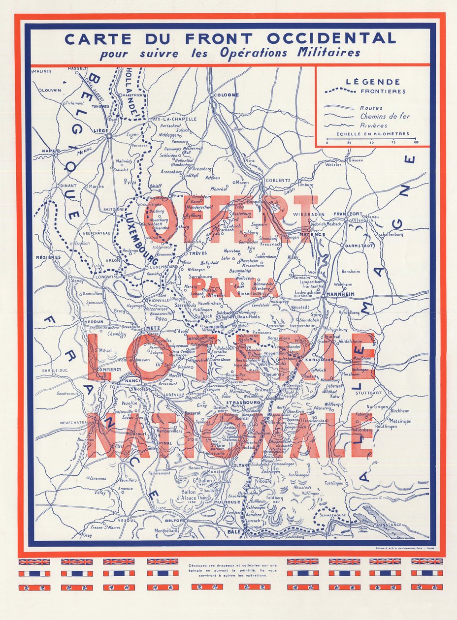 II wojna światowa (II II II IIIe 39-45 1939-1945) - Wojna 1939 1945 - Mapa frontu zachodniego, dar Loterii Narodowej autorstwa Anonymous Anonymous