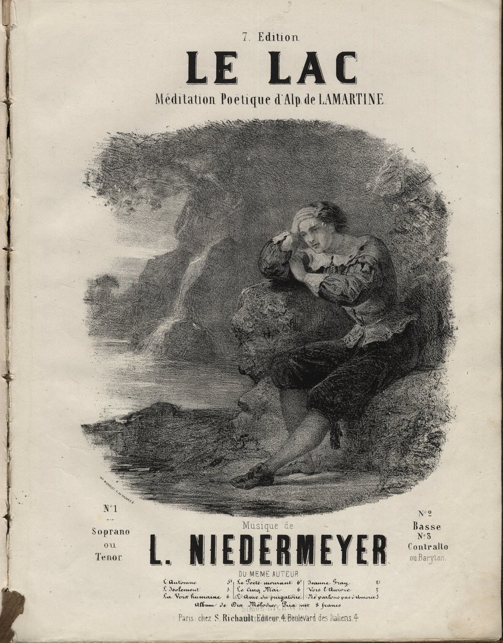Nuty do „” Le Lac „” Meditation Poetique Alphonse de Lamartine, Music By Abraham, Louis Niedermeyer Private Collection. autorstwa Anonymous Anonymous