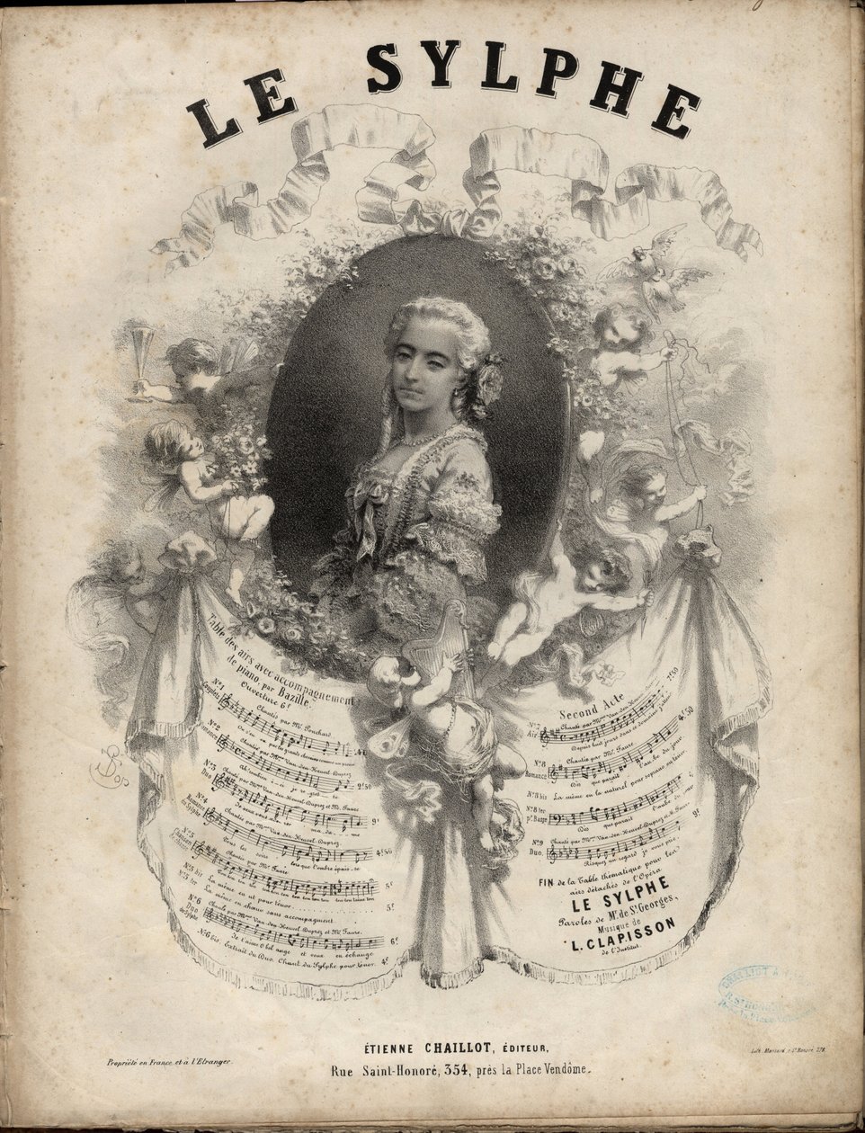Nuty do opery-komiki „Le Sylphe” w 2 aktach, teksty M. de Saint-Georges, muzyka M. Louis Clapisson 1808-1866 Ze zbiorów prywatnych. autorstwa Anonymous Anonymous