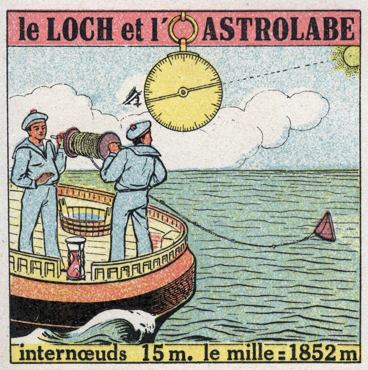 Statki i statki: dziennik i astrolabium, przyrządy nawigacyjne. Anonimowa ilustracja z 1925 r. Ze zbiorów prywatnych. autorstwa Anonymous Anonymous