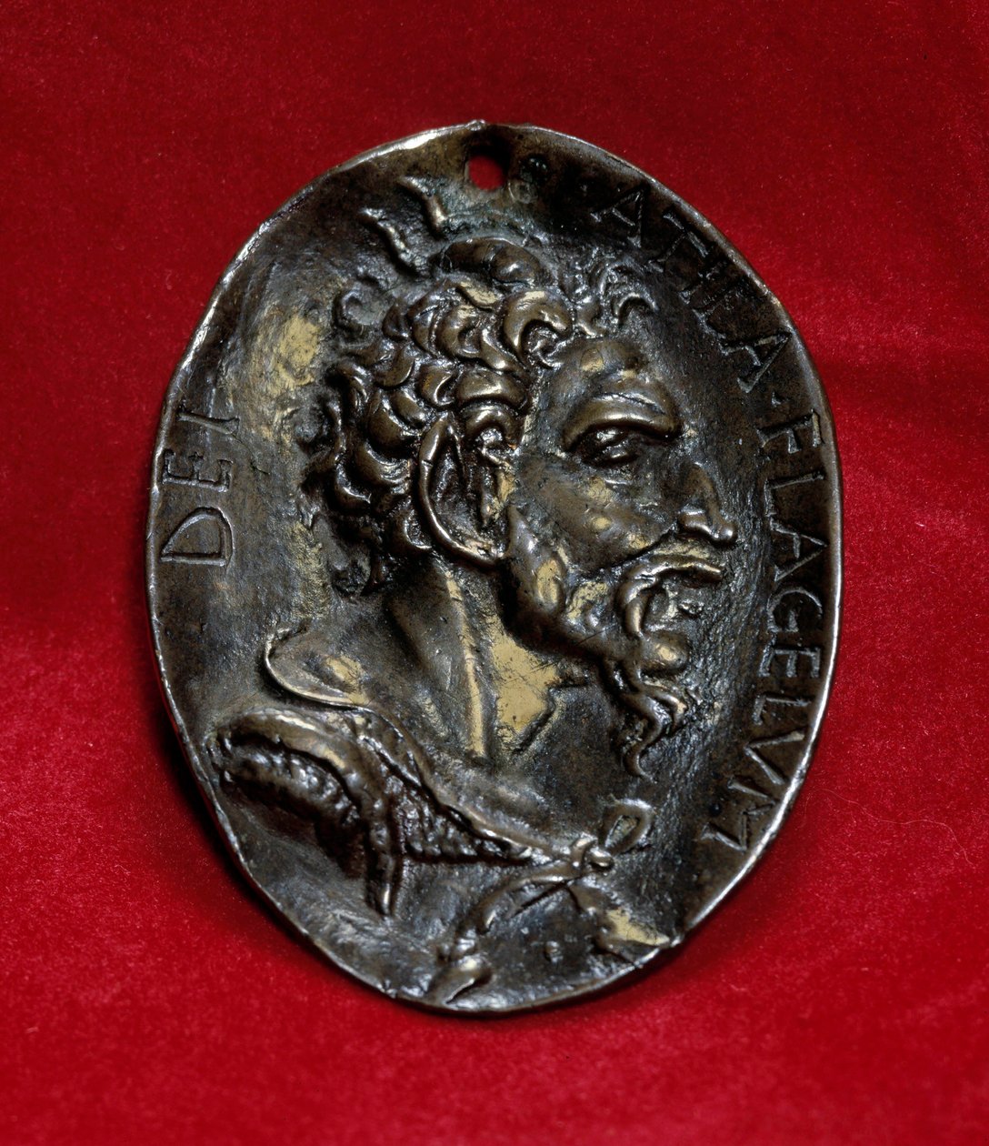 Medal srebrny z wizerunkiem króla Hunów Attyli (395-453), kwiat boga. Paryż, Luwr autorstwa Anonymous Anonymous