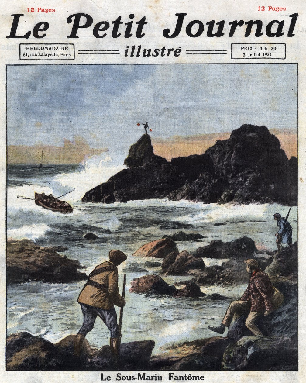 Sinn feiners (sinn-feiners), członkowie oddziału politycznego Irlandzkiej Armii Republikańskiej (IRA) w Irlandii, wypływają na łodzie, aby zbliżyć się do okrętów podwodnych ze Stanów Zjednoczonych, potajemnie dostarczając Irlandii broń i amunicję. Ilustrac autorstwa Anonymous Anonymous
