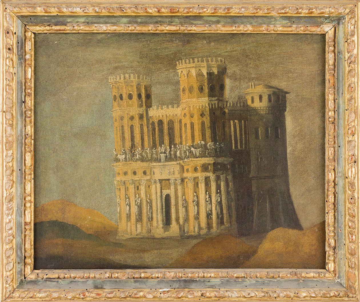 Souvenir imaginaire de Castel Nuovo - Wspomnienie urojone Maschio Angioino, autorstwa Nome, Francois de (1593-po 1630). Olej na płótnie, I tercja XVII w. Wymiar: 27,5x34 cm. Prywatna kolekcja autorstwa Anonymous Anonymous