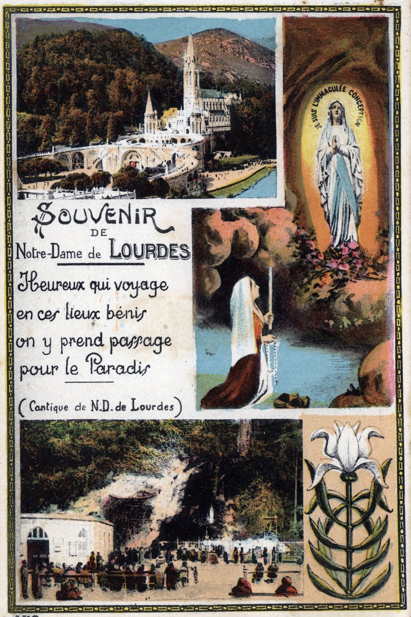 Pamiątkowa pocztówka z Lourdes - Hautes Pyrenees (65) około 1900 roku. autorstwa Anonymous Anonymous