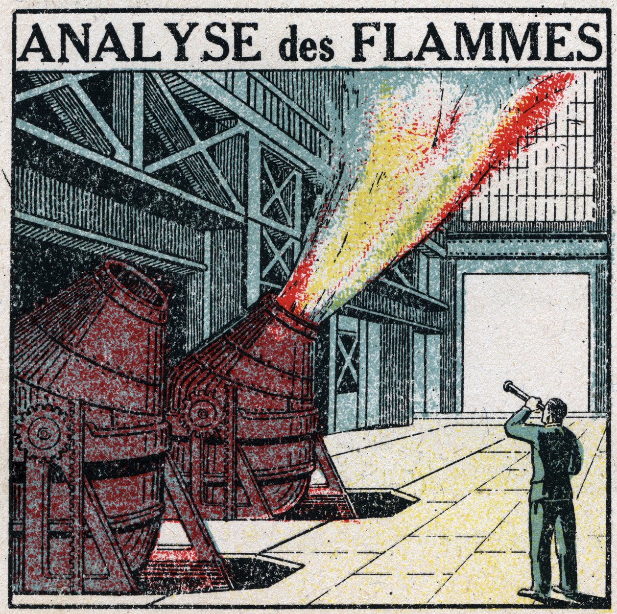 Analiza spektralna: analiza płomienia. Anonimowa ilustracja z 1925 r. Ze zbiorów prywatnych. autorstwa Anonymous Anonymous