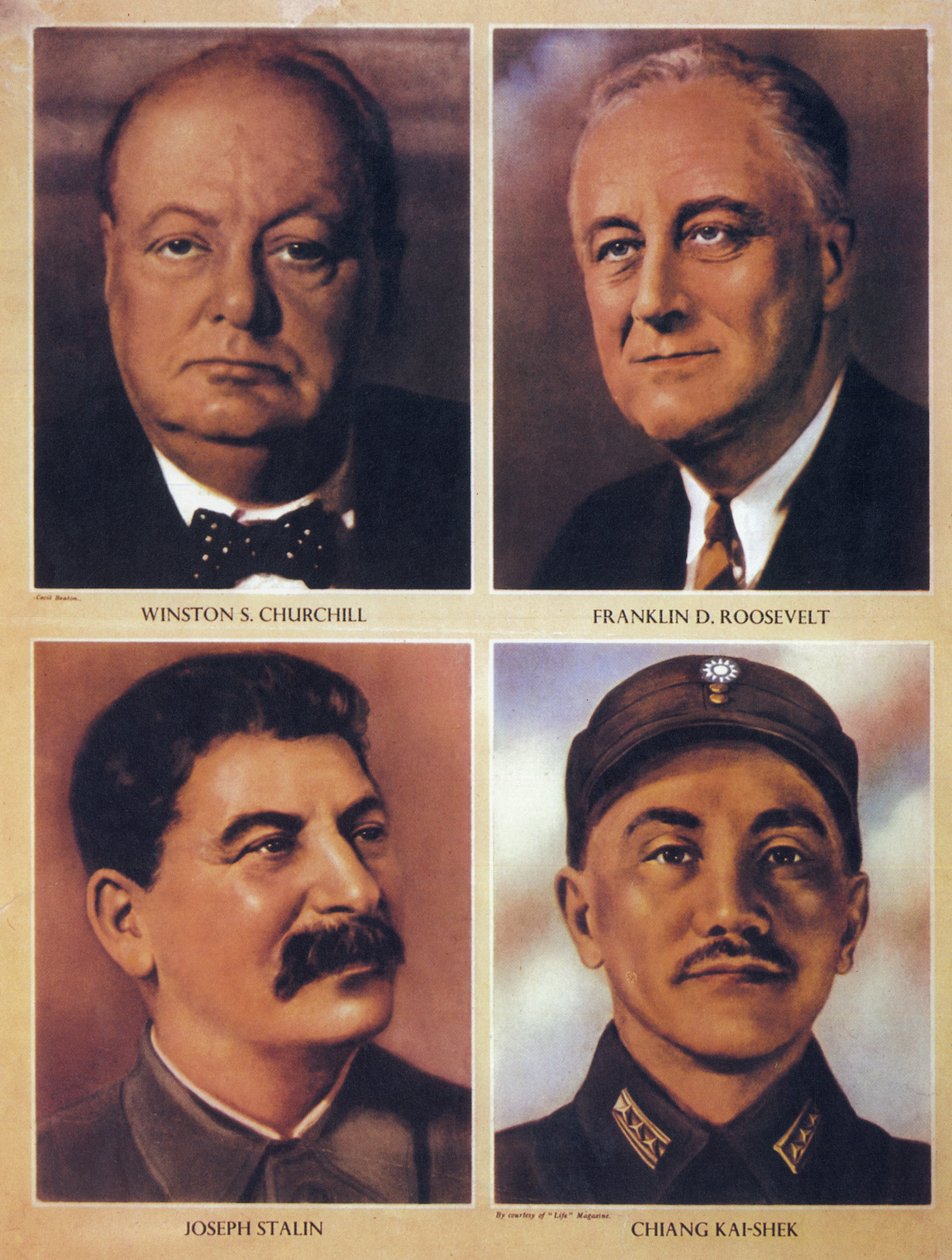 Alianci przywódcy II wojny światowej - Winston Churchill, Franklin Delano Roosevelt, Józef Stalin i Czang Kaj Szek - 1943 autorstwa Anonymous Anonymous