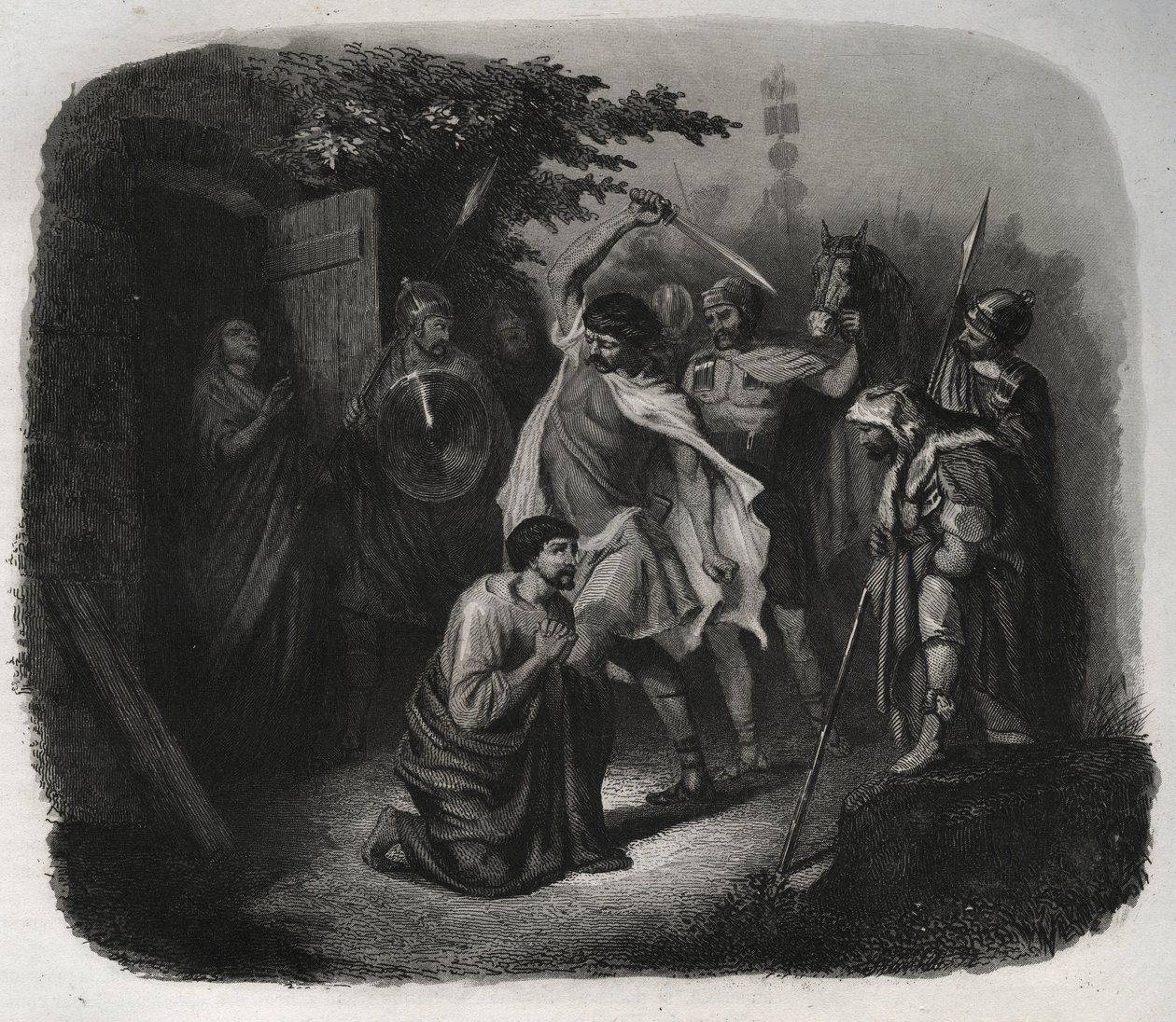 Dekolacja św. Juliana (Męczeństwo). Rycina z 1846 r. w „Żywotach świętych”. Prywatna kolekcja. autorstwa Anonymous Anonymous