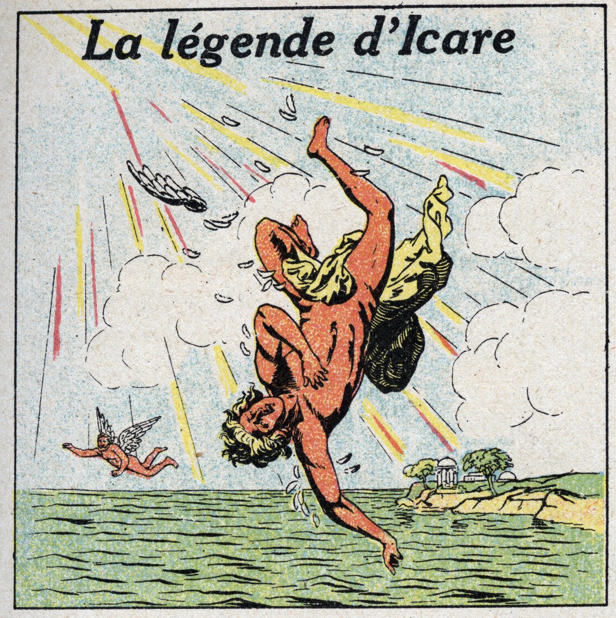 Upadek Ikara - Upadek Ikara. Anonimowa ilustracja z 1925 r. Ze zbiorów prywatnych. autorstwa Anonymous Anonymous