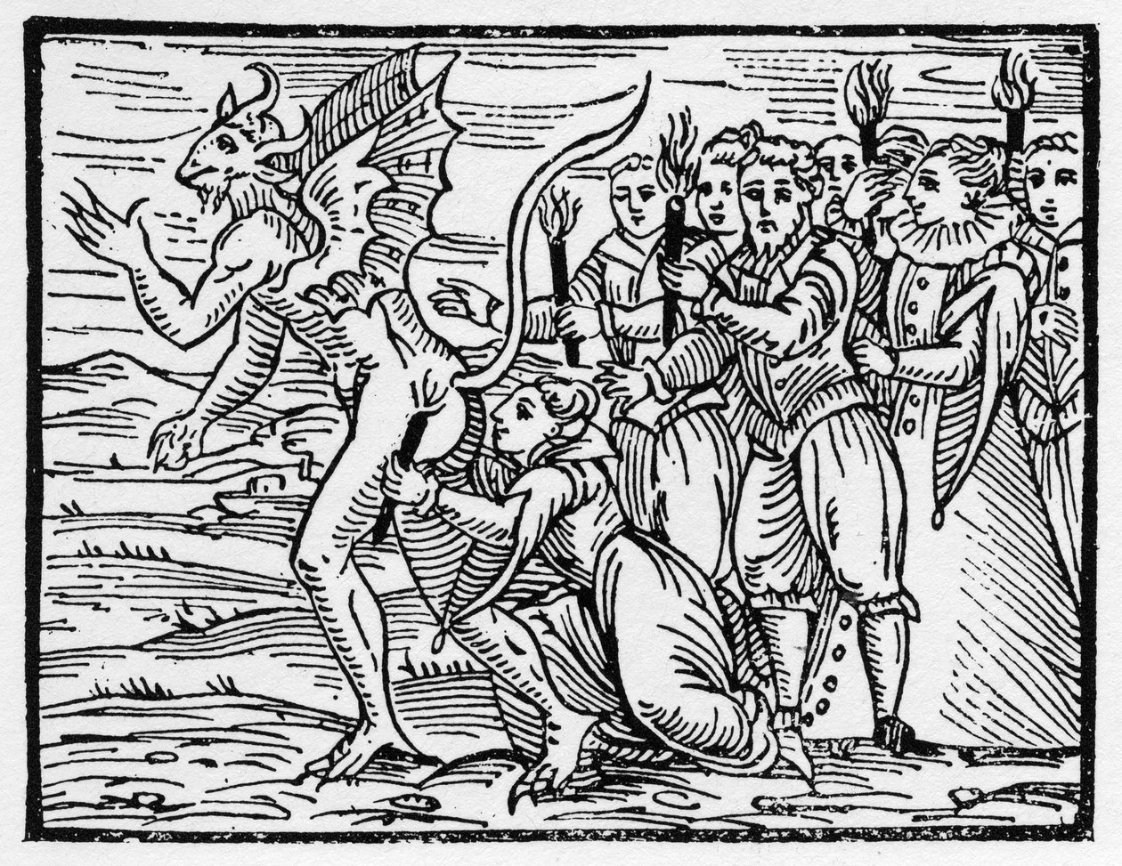 Szabatowy rytualny pocałunek na pośladkach diabła - „Compendium Maleficarum”, dotyczy wiedźm, ich nieszczęść i pobożności Francesco Marii Guazzo lub Guaccio lub Guaccius (15??-16??) 1608 Kolekcja prywatna autorstwa Anonymous Anonymous
