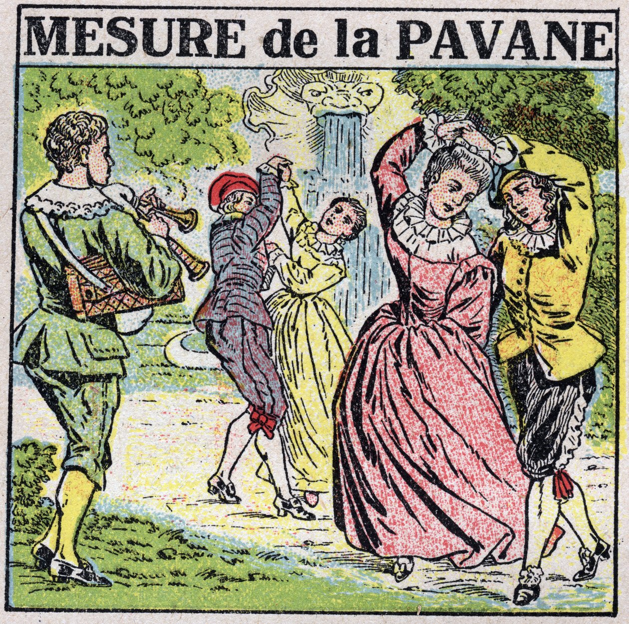 Sztuka dźwięków: mierzenie pawany (taniec). Anonimowa ilustracja z 1925 r. Ze zbiorów prywatnych. autorstwa Anonymous Anonymous