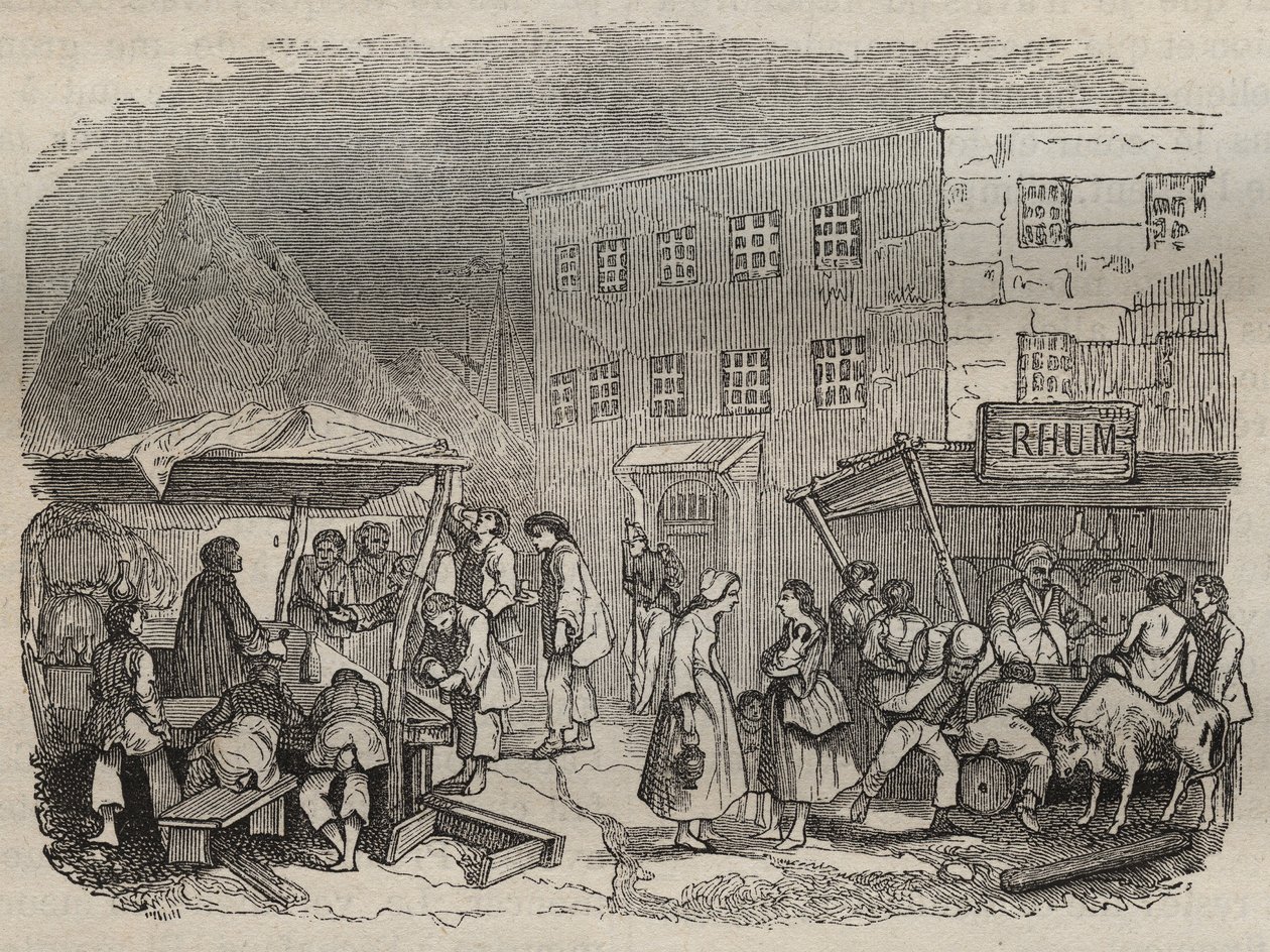 Stołówka bagne de Rochefort w XIX wieku. Grawer „Historia skazanych od ich powstania do dnia dzisiejszego” (1877) autorstwa Pierre