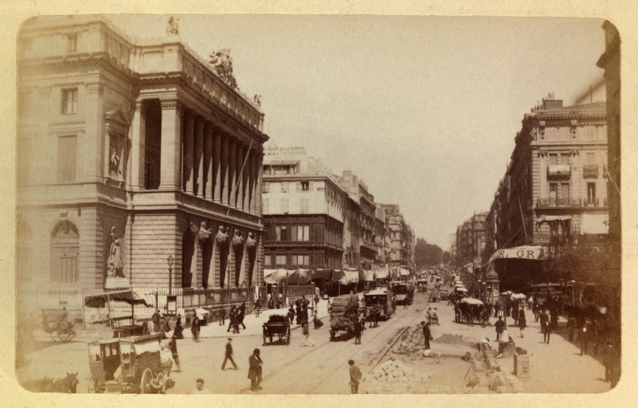 Marsylia i okolice około 1885 -1890: Perspektywa Rue Canebiere i Rue de Noailles, kolekcja prywatna autorstwa Anonymous Anonymous