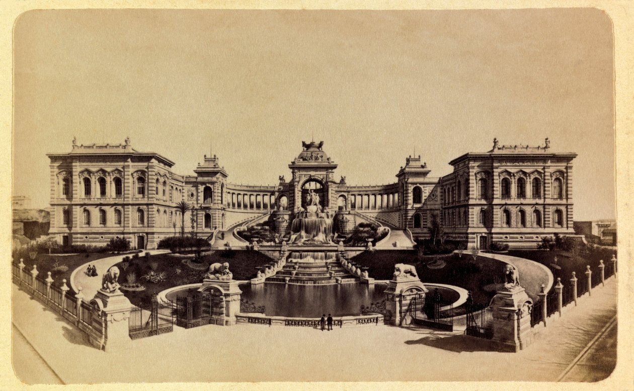 Marsylia i okolice około 1885 -1890: Pałac Lonchamp (Muzeum Sztuk Pięknych), kolekcja prywatna autorstwa Anonymous Anonymous
