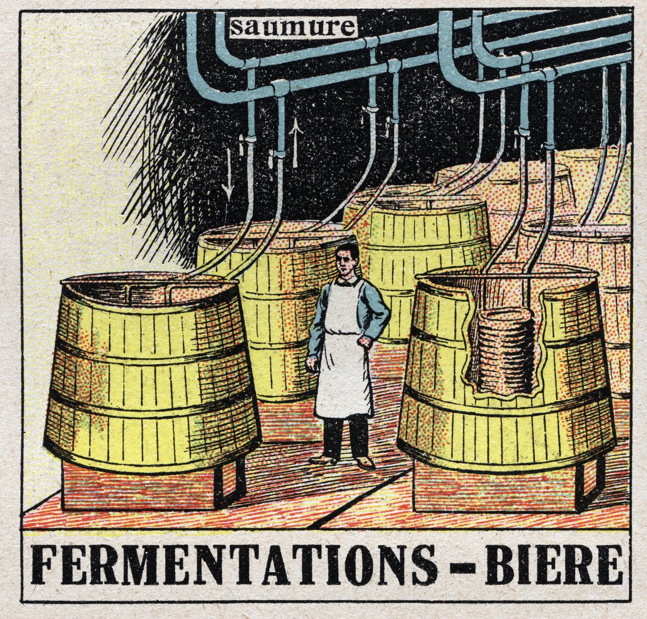 Przemysł zimny: fermentacje górne do produkcji piwa. Anonimowa ilustracja z 1925 r. Ze zbiorów prywatnych. autorstwa Anonymous Anonymous