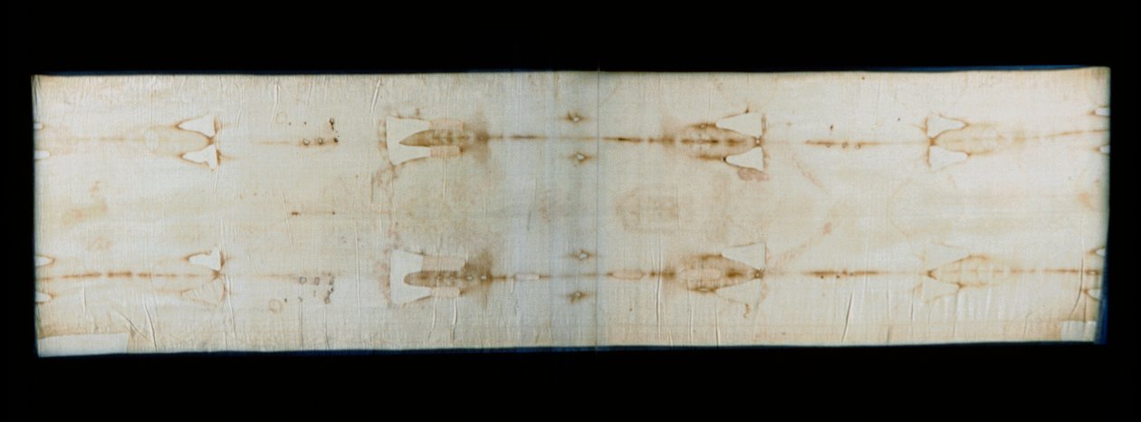 Święty całun turyński (lub całun lub sacra sindone), prześcieradło lniane noszące ślady (podobno Chrystusowe) torturowania ciała. Kaplica Królewska Cathedrale Świętego Jana Chrzciciela w Turynie, Włochy. - Święty Całun Turyński (sacra sindone), stara linia autorstwa Anonymous Anonymous