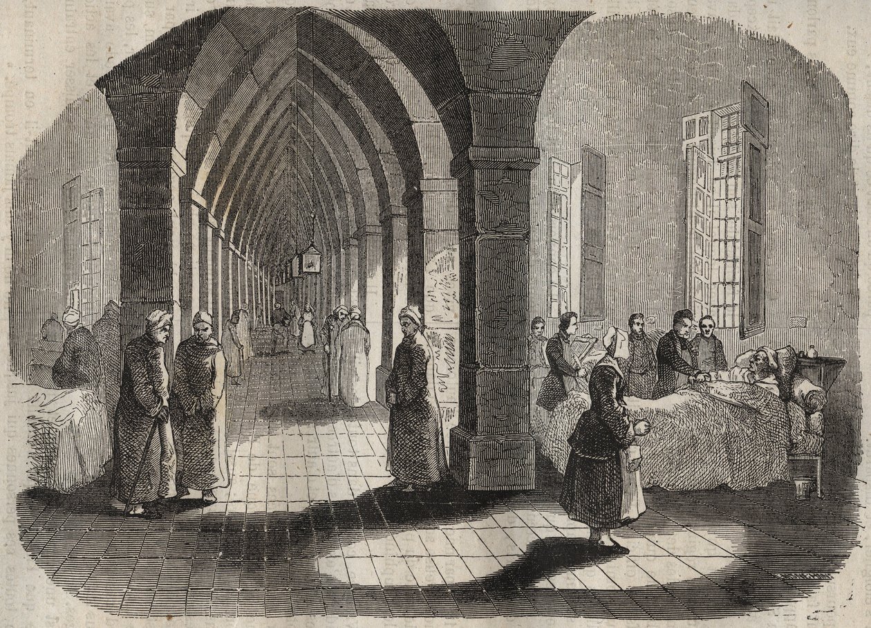 Szpital Bagne de Rochefort w XIX wieku. Grawer „Historia skazanych od ich powstania do dnia dzisiejszego” (1877) autorstwa Pierre