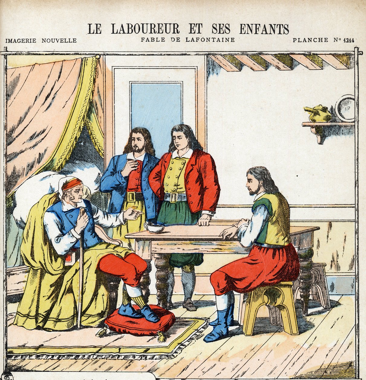 Orka i jego dzieci. Anonimowa ilustracja do Les Fables autorstwa Jeana de LA FONTAINE (Lafontaine) (1621-1695). Obraz Pont-a-Mousson, ok. 1880 r. Ze zbiorów prywatnych. autorstwa Anonymous Anonymous