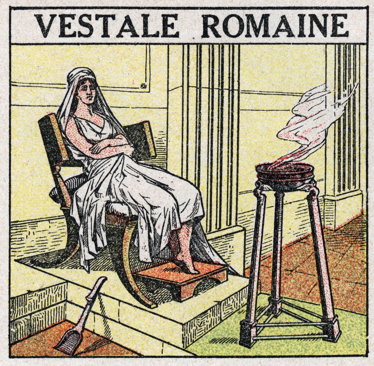 Źródła światła: westalka w Cesarstwie Rzymskim podtrzymująca święty ogień, którego nigdy nie wolno ugasić. Anonimowa ilustracja z 1925 r. Ze zbiorów prywatnych. autorstwa Anonymous Anonymous