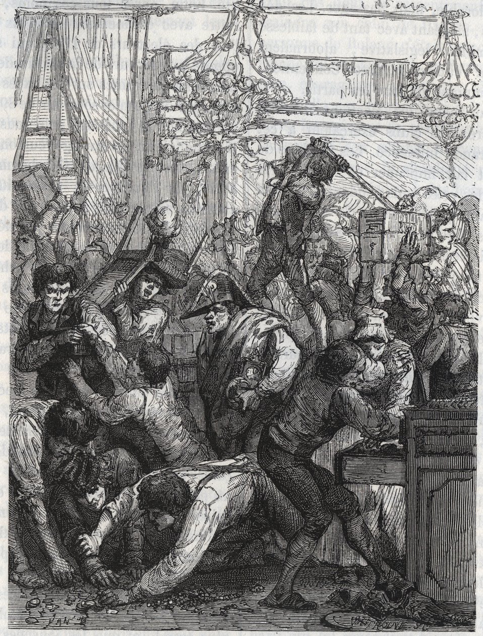 Kradzież strażnika mebli (obecnie Hotel de la Marine, Place de la Concorde) - Kradzież w tygodniu od 11 do 17 września 1792 przez zespół na zlecenie Paula Miette z części Diamentów w hotelu du Garde-Meuble de la Couronne, Paryż, gdzie t autorstwa Anonymous Anonymous