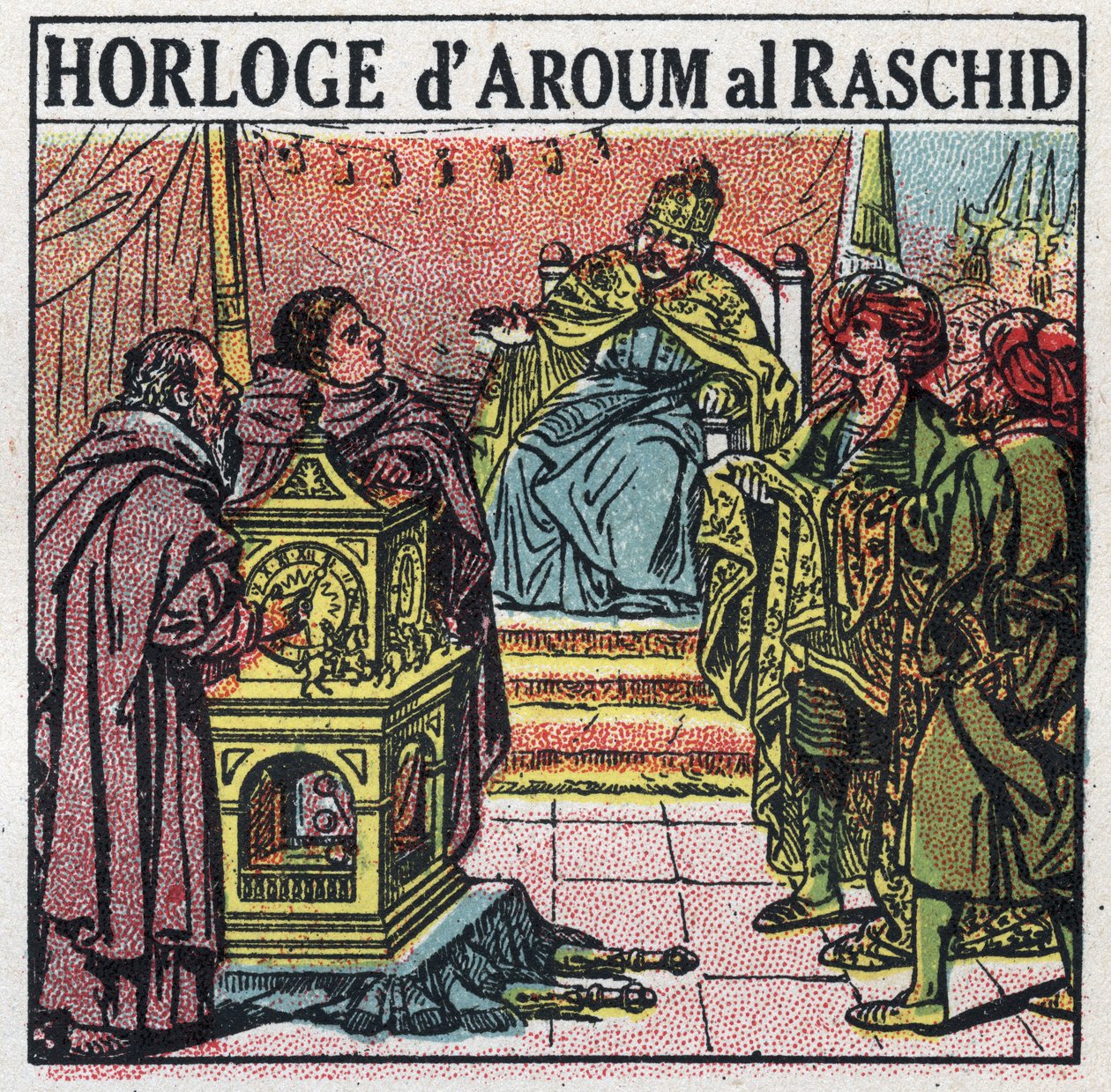 Czas: Haroun al-Rashid (Harun al-Rashid lub al-Rashid (al-Rashid) lub ar Rachid (ar-Rashid) lub el Rashid (el-Rashid) lub el Raschid (el-Rashid) lub al Raschid (al- Raschid), Kalif Abbasydów (763 lub 766-809). Anonimowa ilustracja z 1925 r. Prywatny kol. autorstwa Anonymous Anonymous