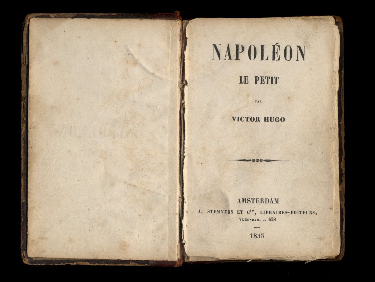 Strona tytułowa „Napoleona Małego”, broszury politycznej Victora Hugo o Ludwiku Napoleonie Bonaparte (Napoleonie III). 1855. autorstwa Anonymous Anonymous