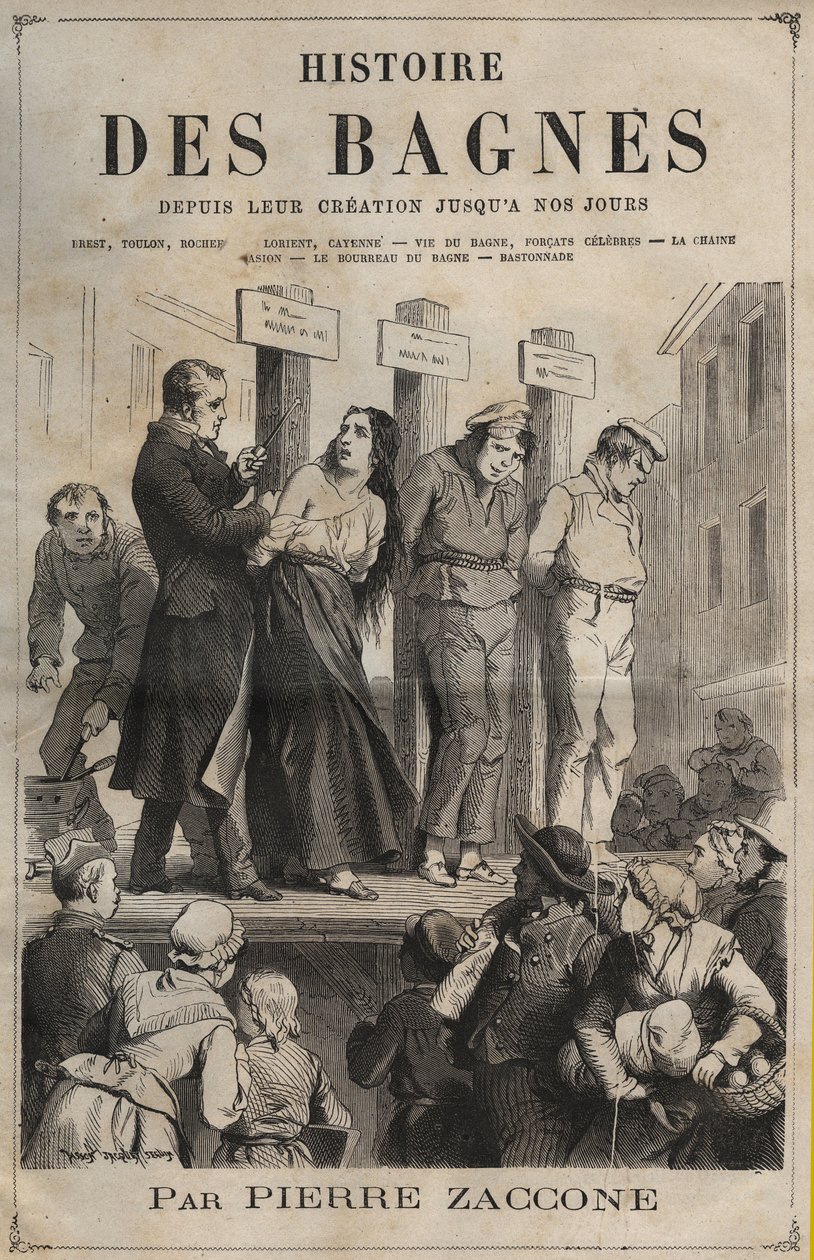 Strona tytułowa książki „Historia skazanych od ich powstania do dzisiaj” (1877) autorstwa Pierre
