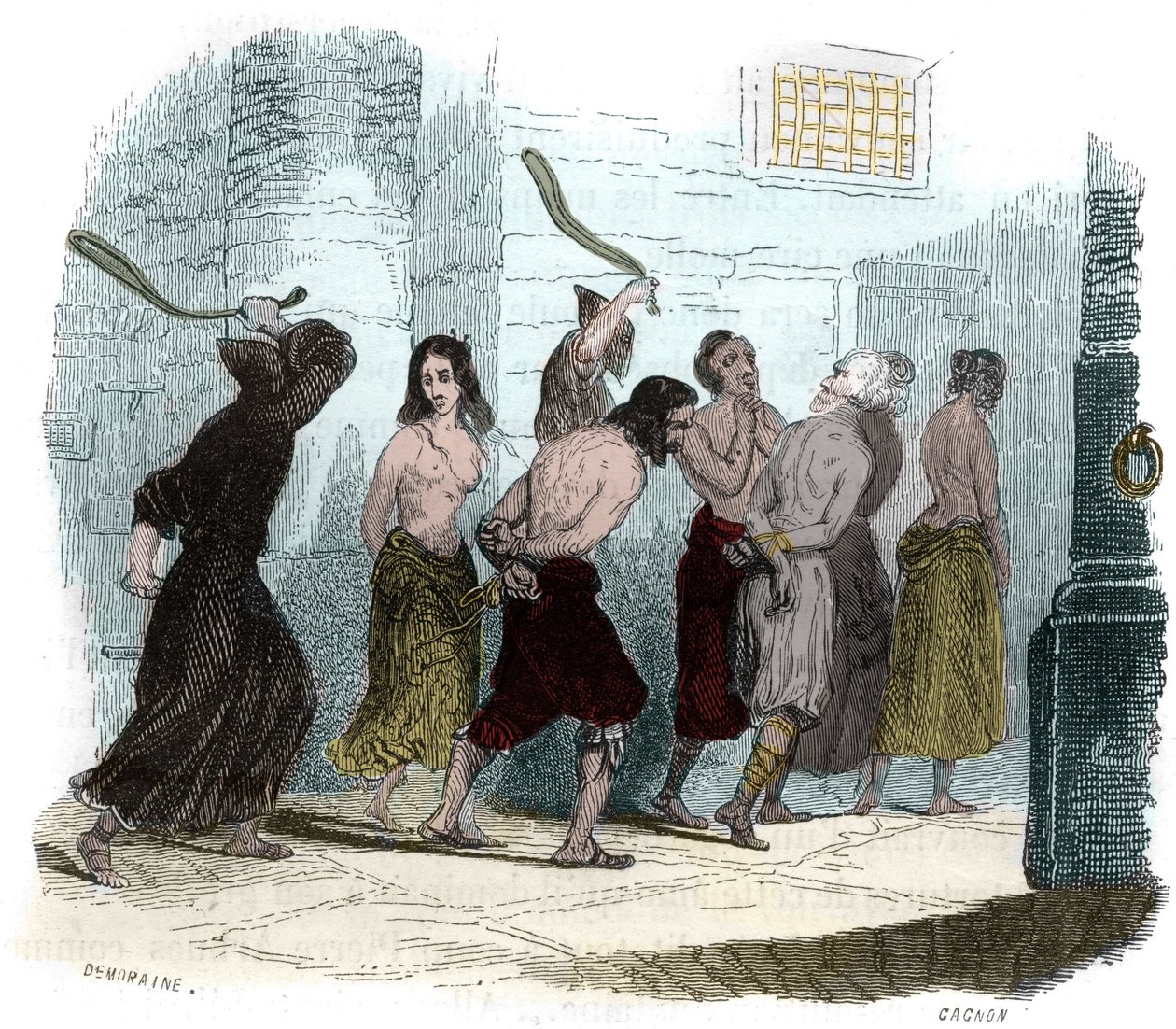 Tortury podczas inkwizycji w Hiszpanii w XVI wieku: Męka bata. Ilustracja w „”Mysteres of the Inquisition and Other Tajnych Stowarzyszeń Hiszpanii”” Victor de Fereal, Suberwick, Manuel Galo de Cuendias. Wydane przez P. Boizard autorstwa Anonymous Anonymous