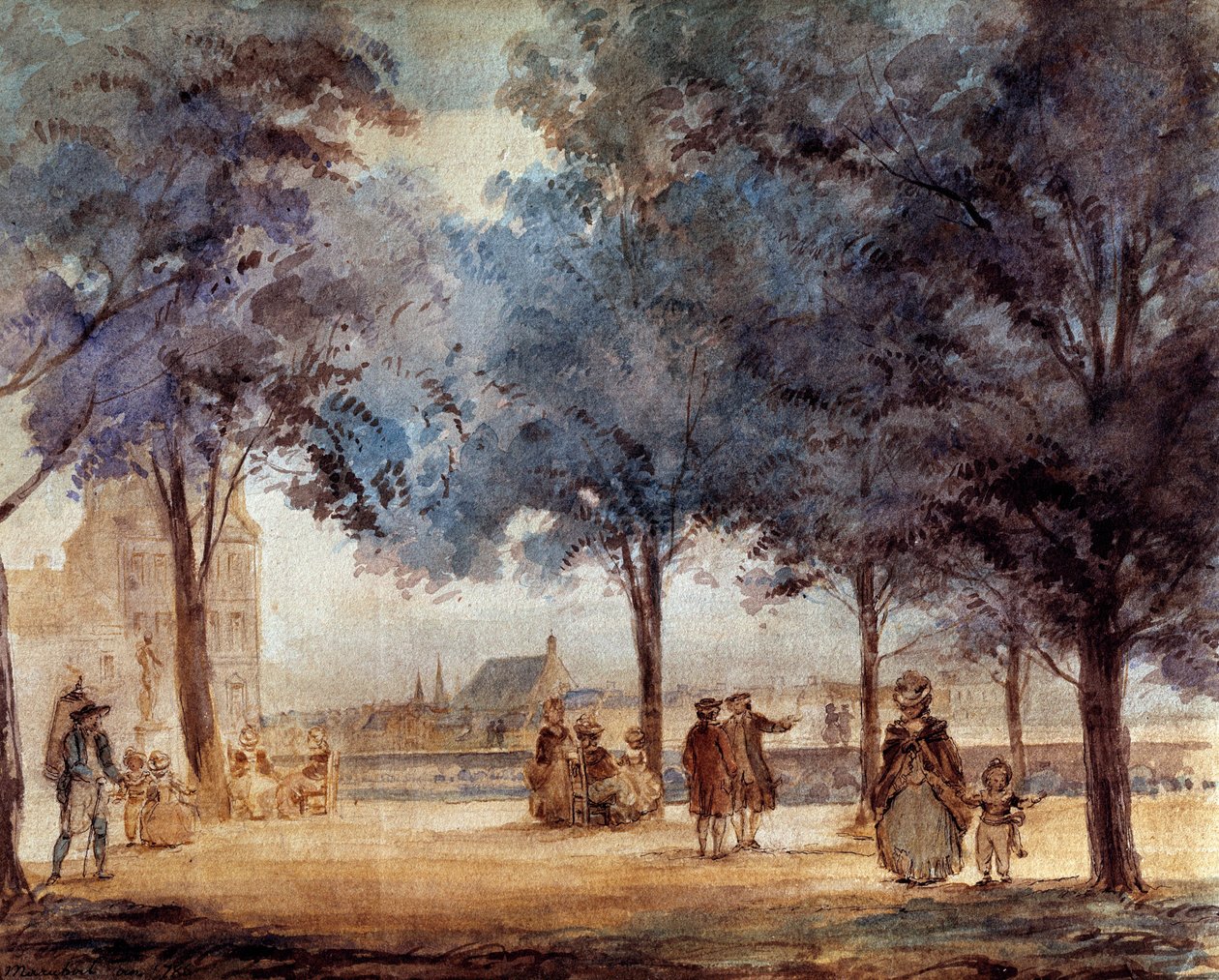 Widok na taras Tuileries w Paryżu w 1786 roku. autorstwa Anonymous Anonymous