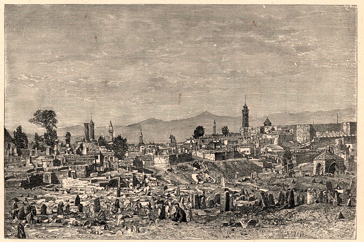 Widok miasta Erzurum (Erzurum) w Armenii (obecnie Turcja). Grawer w „Misjach katolickich w XIX wieku” Louis-Eugene (Louis Eugene) Louvet. prywatna kolekcja. autorstwa Anonymous Anonymous
