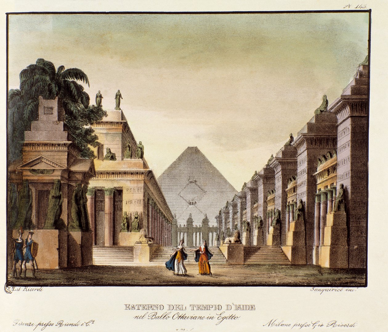 Widok świątyni Izydy Scenografia do baletu „Oktawian w Egipcie” włoskiego choreografa Giovanniego Galzeraniego (1780-1865) (1828). Litografia w „”Zbiorze wynalazków scenicznych z 1830 roku autorstwa Alessandro Sanquirico (1777-1849)””. mediolański bez autorstwa Anonymous Anonymous