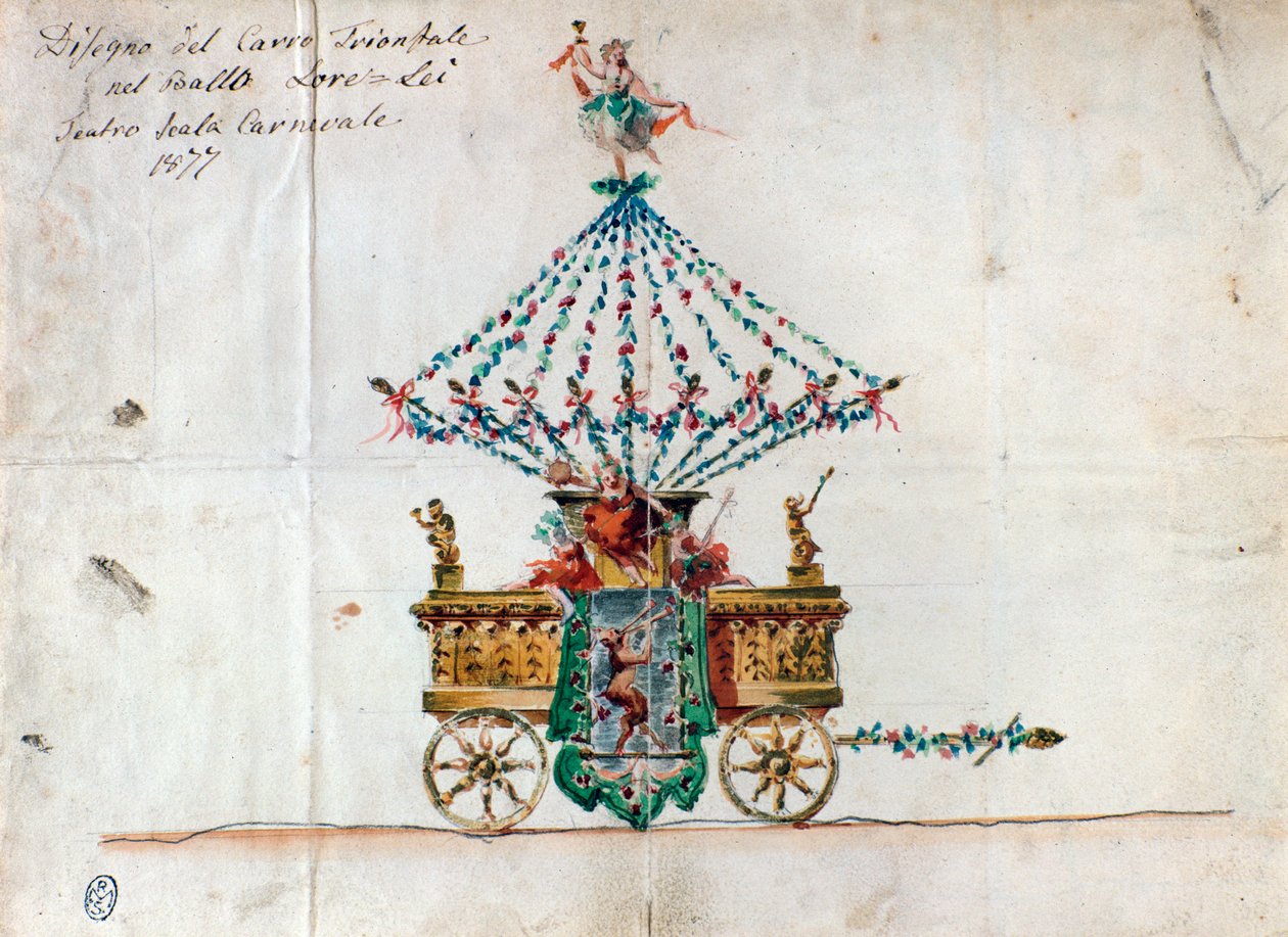 Widok triumfalnego rydwanu w Lorelei, opera Catalani (1877) autorstwa Anonymous Anonymous