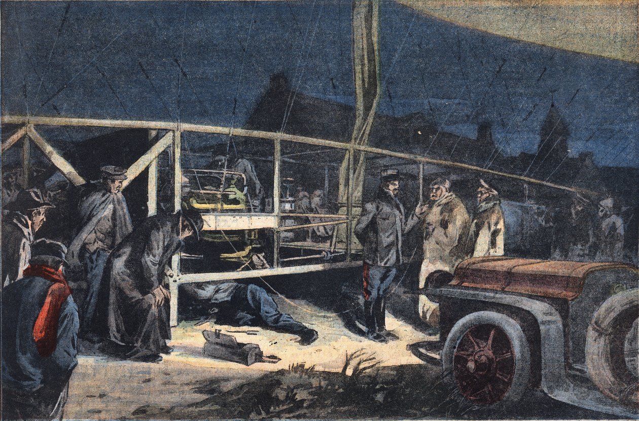 Awaria sterowca Ville de Paris w Valmy. Grawer z gazety „Le Peute Parisien””, 2.02.1908. Prywatna kolekcja. autorstwa Anonymous Anonymous