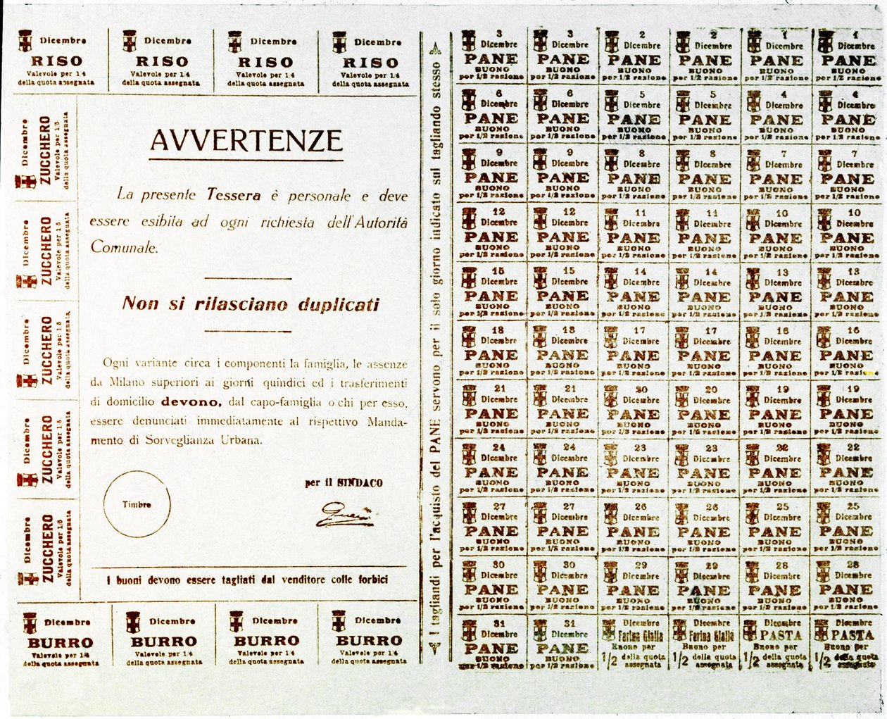 I wojna światowa: kartki na chleb, masło, cukier i ryż (druk, ok. 1914-1918) autorstwa Anonymous Anonymous