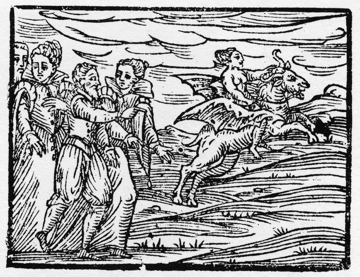 Czarownica na kozie - „”Compendium Maleficarum””, opowiada o wiedźmach, ich złu i ich przejawach, autorstwa Francesco Marii Guazzo lub Guaccio lub Guaccius (15??-16??) 1608 Kolekcja prywatna autorstwa Anonymous Anonymous