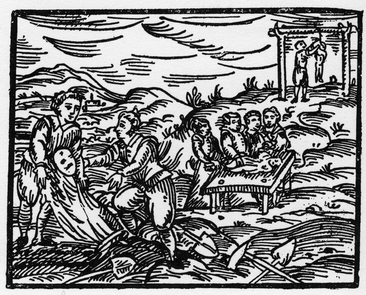 Czarownice odstraszające zmarłych na cmentarzu - „Kompendium Maleficarum””, opowiada o czarownicach, ich złu i ich losach autorstwa Francesco Marii Guazzo lub Guaccio lub Guaccius (15??-16??) 1608 Kolekcja prywatna autorstwa Anonymous Anonymous