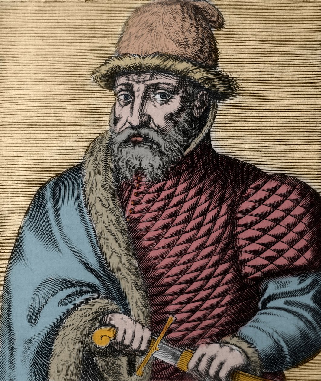 portret Timura (Tamerlane) (Taimur, Timur Lenk, Timur i Lneg, Tamburlaine lub Taimur-e-Langfrom) (1336-1405) grawer z „” Histoire de l’Hommes plus illustres” firmy Thevet, Paryż autorstwa Anonymous Anonymous