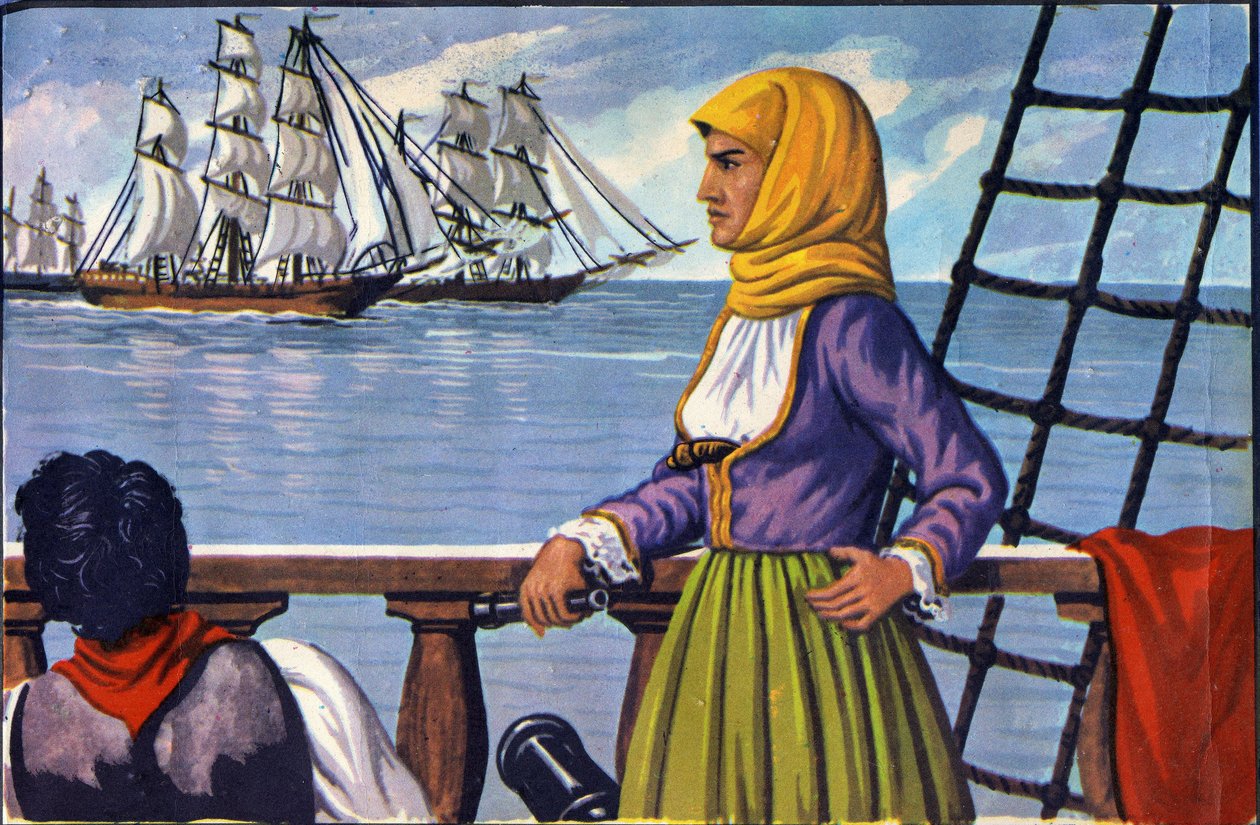 przedstawienie bohaterki Niepodległości Grecji Bubulina (Bouboulina) Laskarina (1771-1825) po plakacie. autorstwa Anonymous Anonymous