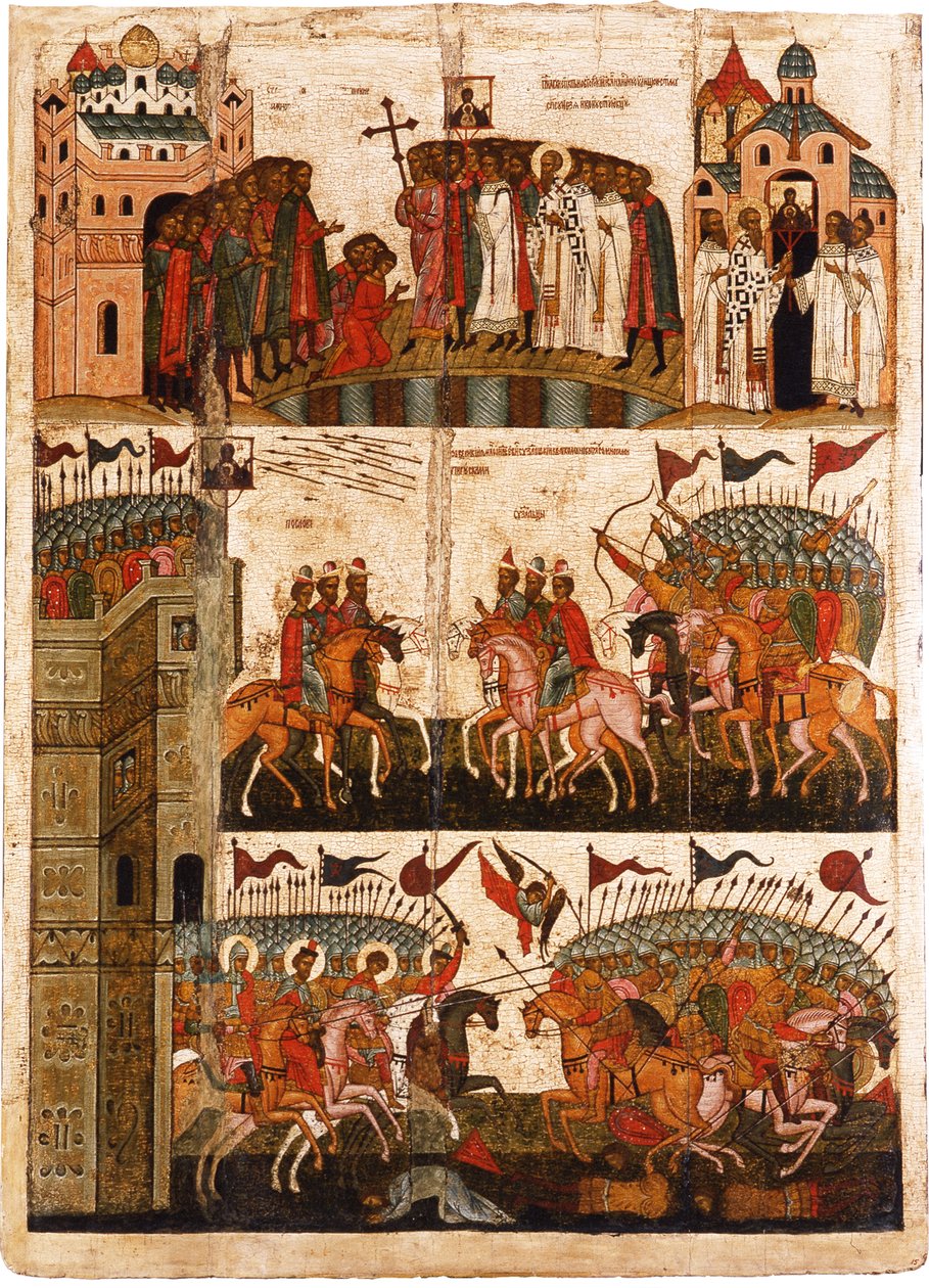 Bitwa Nowogrodu i Suzdalian, połowa XV w. autorstwa Anonymous Russian icon painter