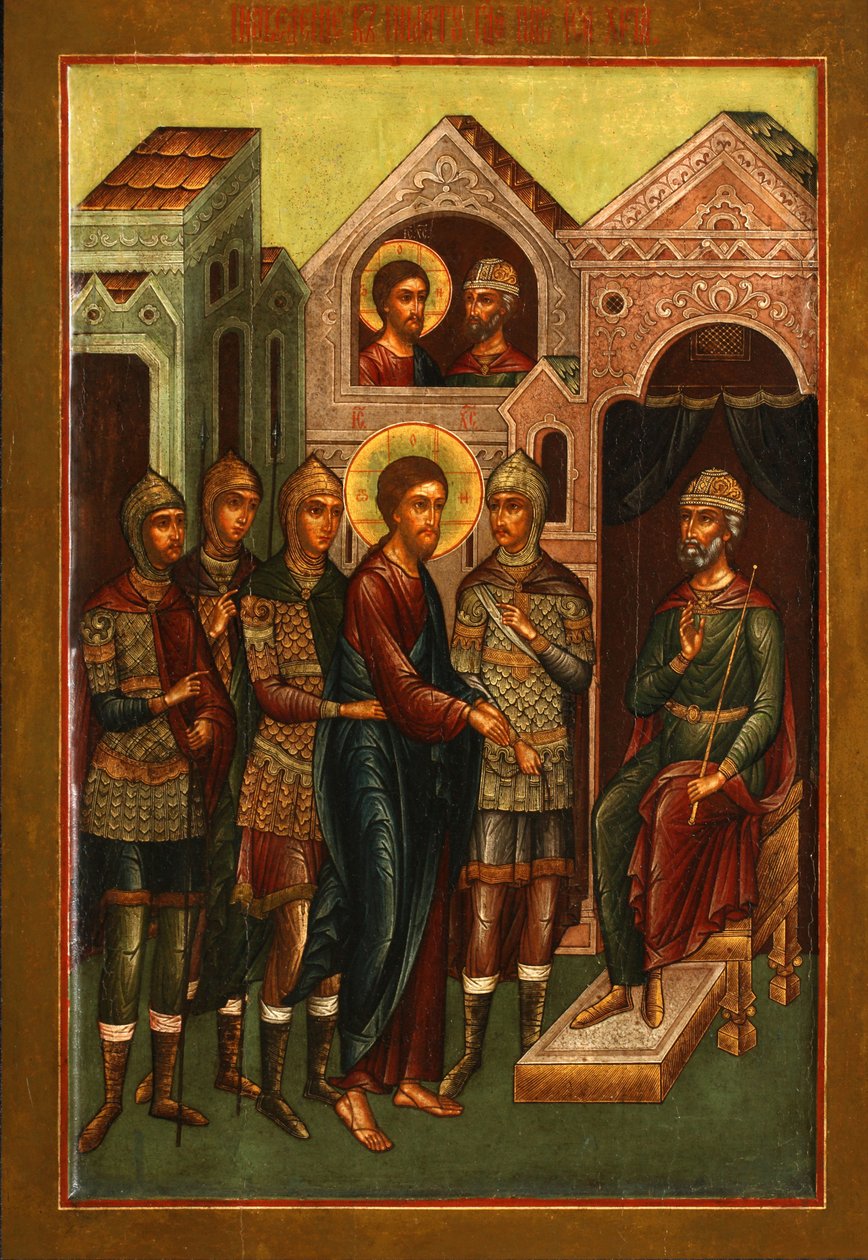 Chrystus przed Piłatem, początek XX wieku. autorstwa Anonymous Russian icon painter
