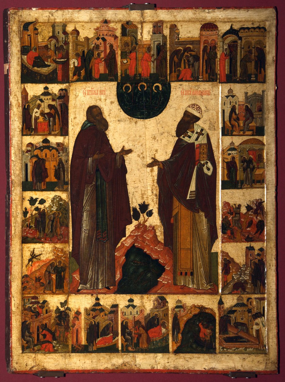 Św. Cyryl Jeziora Białego i Św. Cyryl Aleksandryjski, II poł. autorstwa Anonymous Russian icon painter