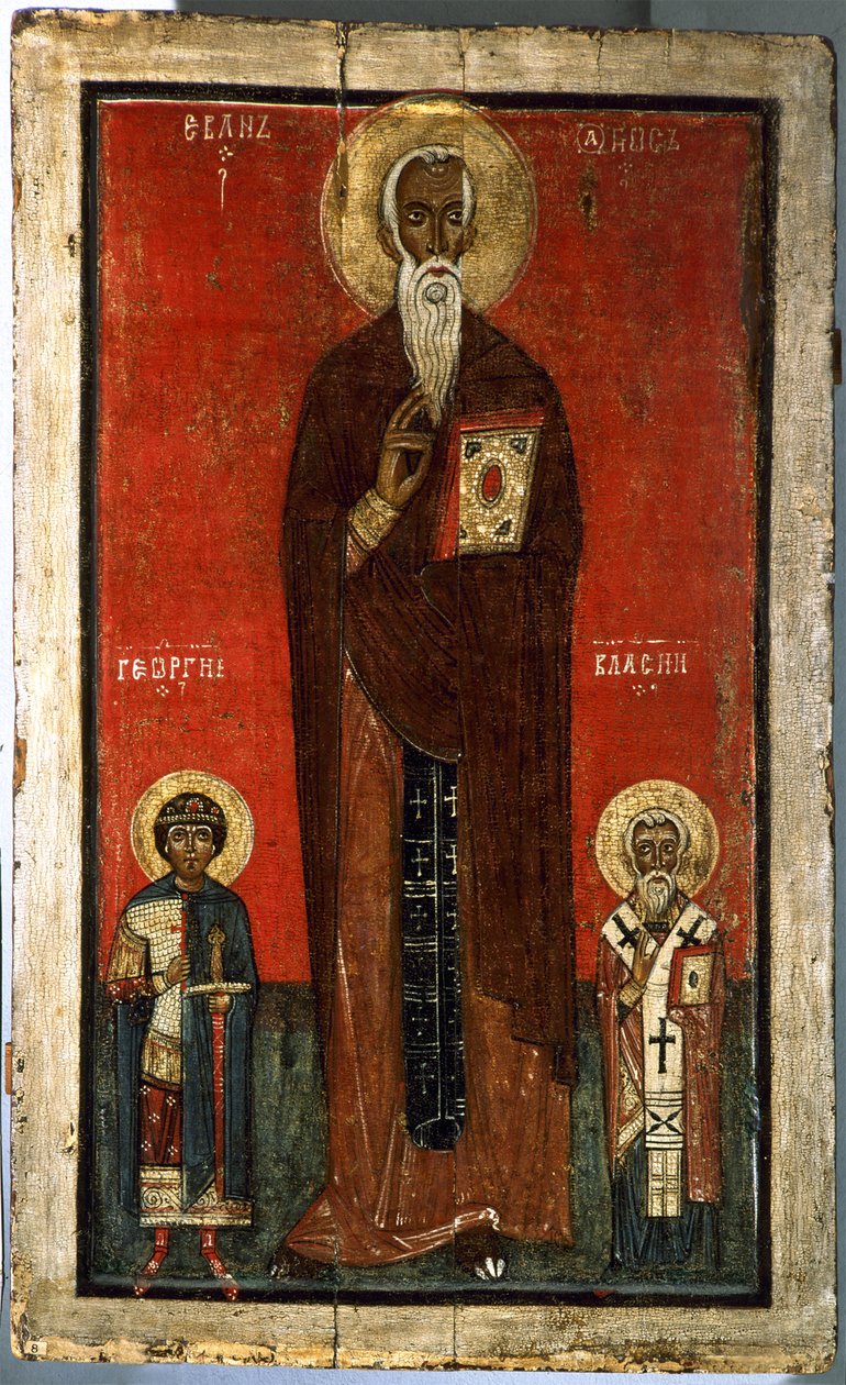 Św. Jan Klimakos ze Św. Jerzym i Św. Błażejem, II poł. XIII w. autorstwa Anonymous Russian icon painter