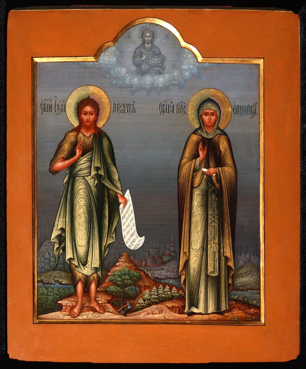 Święty Jan Poprzednik i św. Olimpia diakonisa, koniec XIX wieku. autorstwa Anonymous Russian icon painter